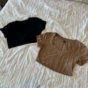 brown & black crop top